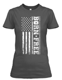 Short sleeve women's Born Free Stacked Flag t-shirt