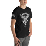 White Hot Allegiance Unisex T-Shirt with Sleeve Prints.