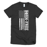 Short sleeve women's Born Free Stacked Flag t-shirt